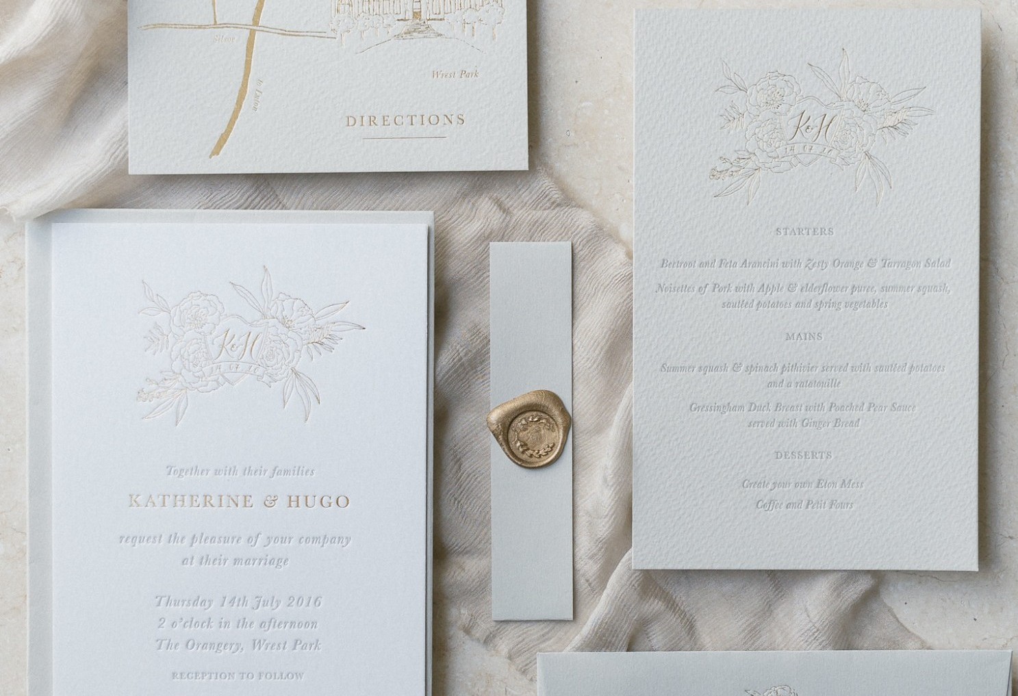 gold foil wedding invitation